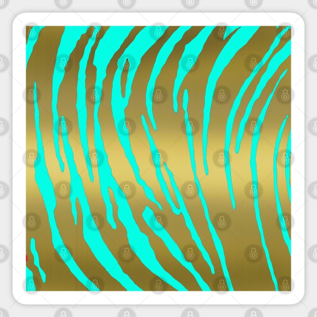 Gold Tiger Stripes Aqua Sticker by BlakCircleGirl